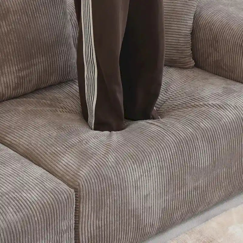 102 Oversized Corduroy Modular Sofa Reversible Couch with Ottoman