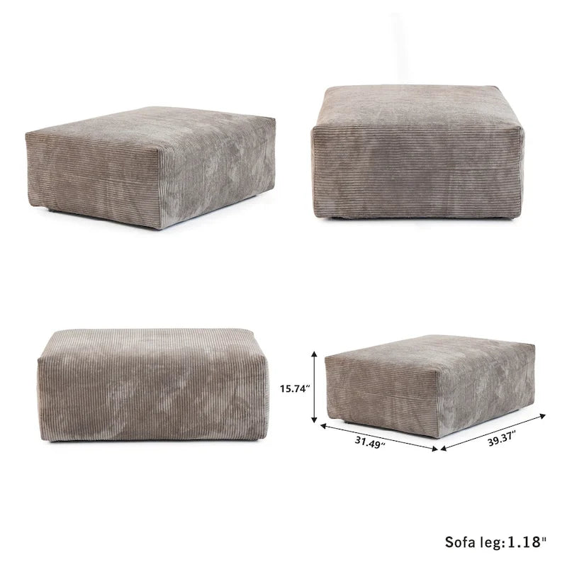 102 Oversized Corduroy Modular Sofa Reversible Couch with Ottoman