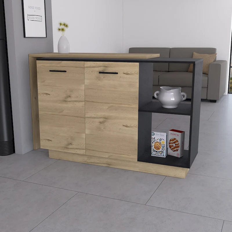 FM Furniture Aspen Kitchen Island, Two Concealed Shelves , Three Divisions