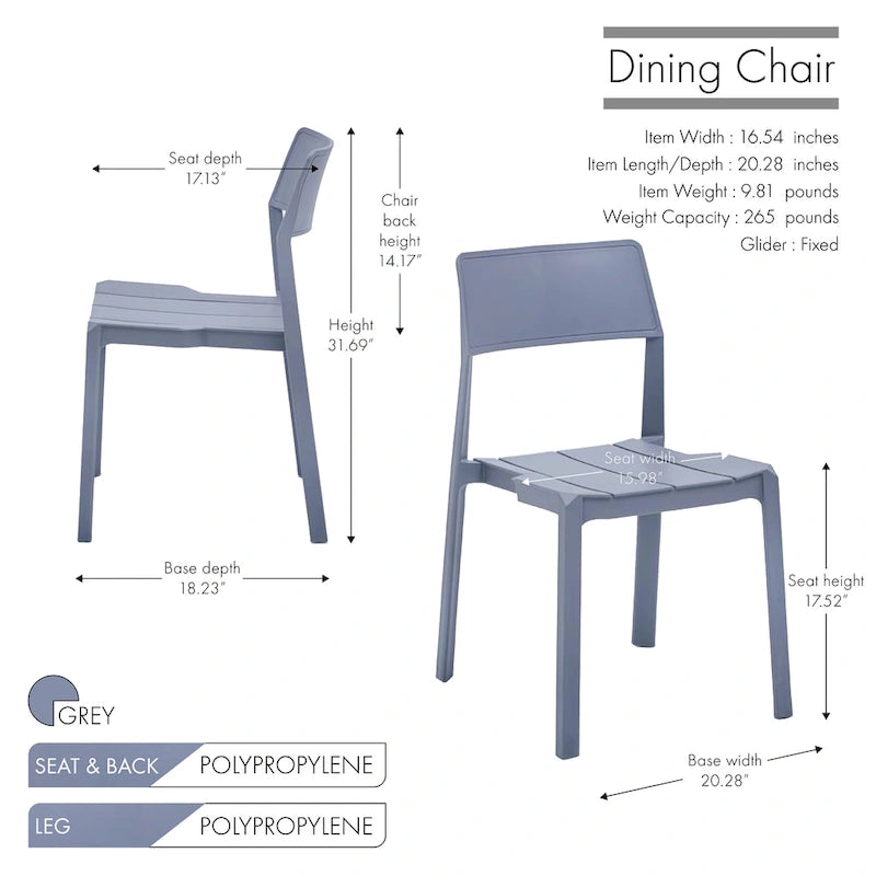 Porthos Home Brock Stackable Dining Chairs Set of 4, Overall Plastic