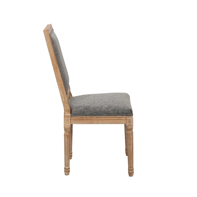 Porthos Home Mako Dining Chairs Set of 2, Rectangular Back, Linen Upholstery, Elm Wood Frame