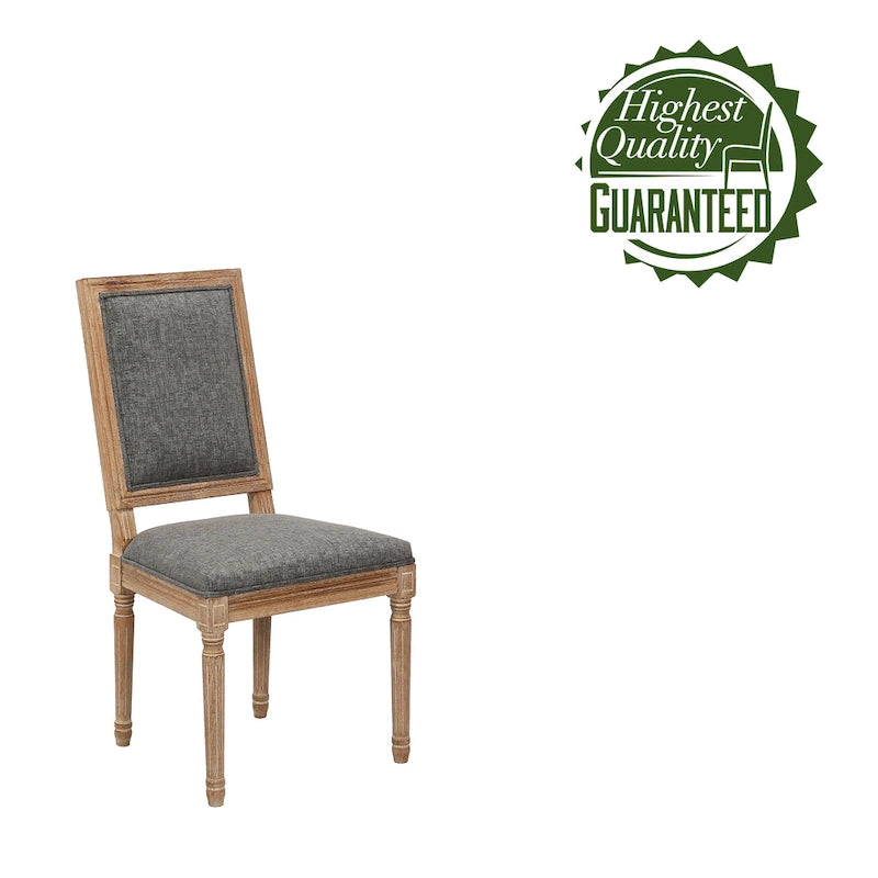 Porthos Home Mako Dining Chairs Set of 2, Rectangular Back, Linen Upholstery, Elm Wood Frame