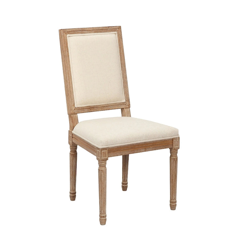 Porthos Home Mako Dining Chairs Set of 2, Rectangular Back, Linen Upholstery, Elm Wood Frame
