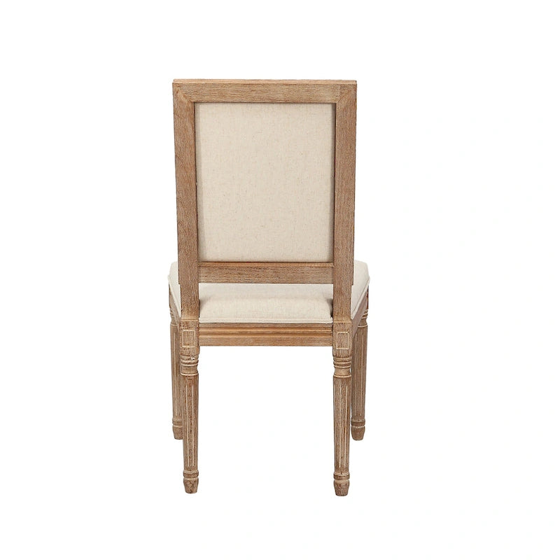 Porthos Home Mako Dining Chairs Set of 2, Rectangular Back, Linen Upholstery, Elm Wood Frame