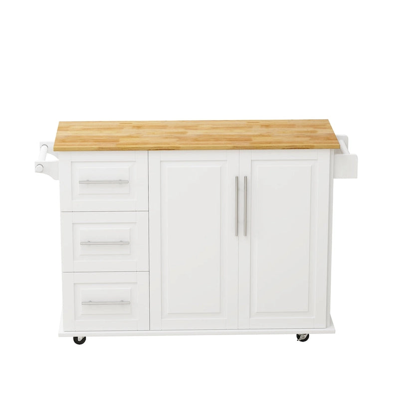 Kitchen Island Cart with 2 Door Cabinet and 3 Drawers