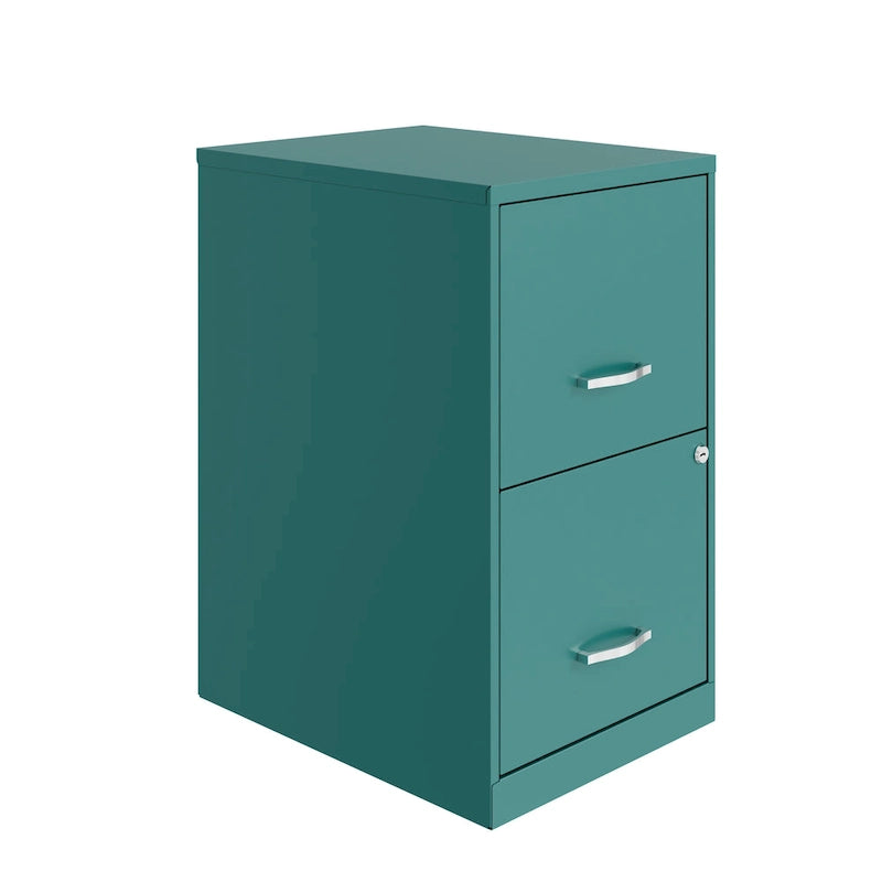Space Solutions 18in. 2 Drawer Metal File Cabinet, Teal