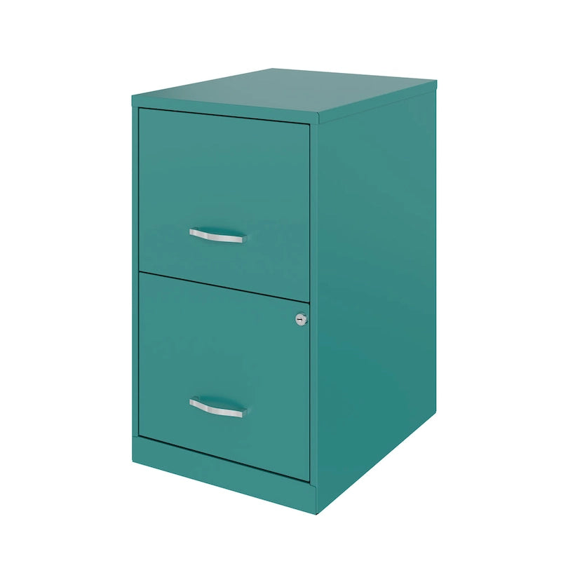 Space Solutions 18in. 2 Drawer Metal File Cabinet, Teal