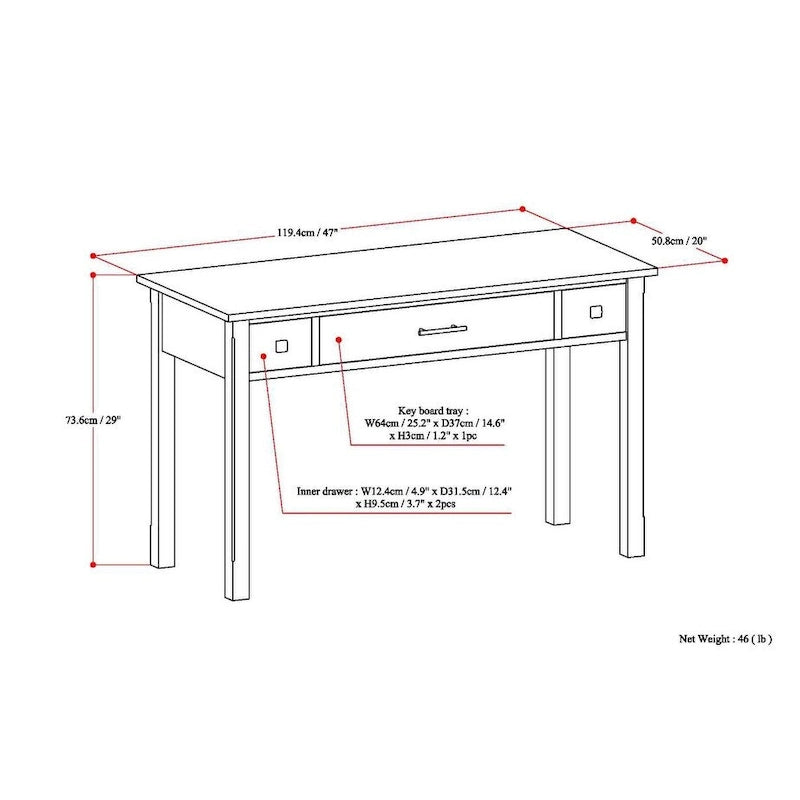 WYNDENHALL Franklin SOLID WOOD Contemporary Writing Office Desk