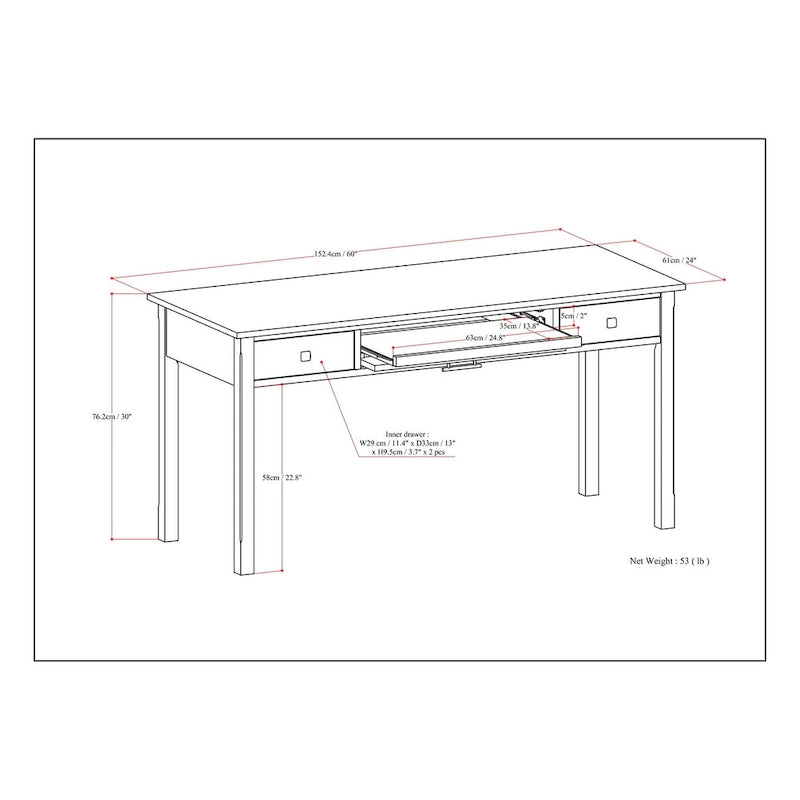 WYNDENHALL Franklin SOLID WOOD Contemporary Writing Office Desk