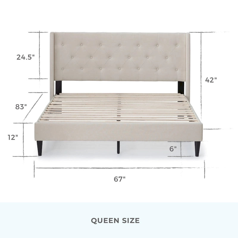 Brookside Isabelle Button Tufted Wingback Upholstered Bed