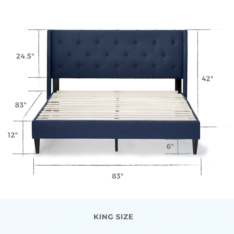Brookside Isabelle Button Tufted Wingback Upholstered Bed