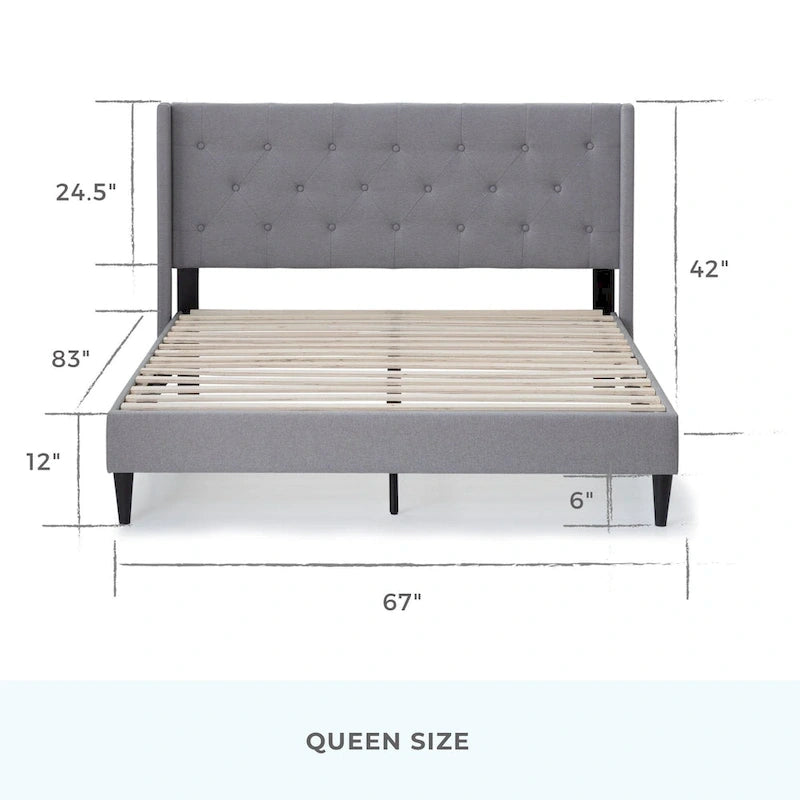Brookside Isabelle Button Tufted Wingback Upholstered Bed
