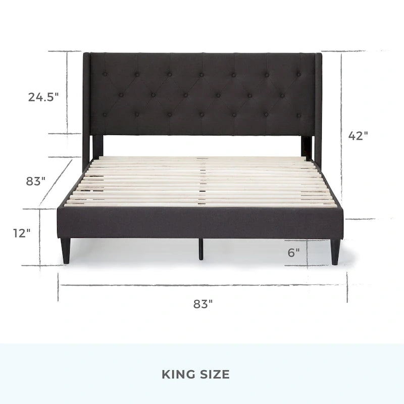 Brookside Isabelle Button Tufted Wingback Upholstered Bed