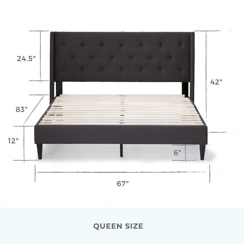 Brookside Isabelle Button Tufted Wingback Upholstered Bed