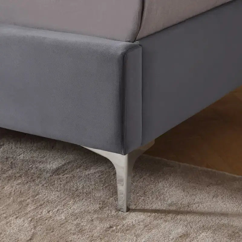 Morden Fort Queen Size Velvet Upholstered Platform Bed Frame with 6 inches Metal Legs
