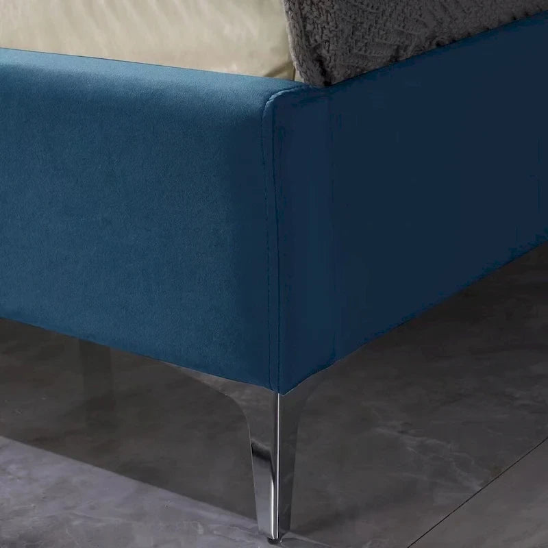 Morden Fort Queen Size Velvet Upholstered Platform Bed Frame with 6 inches Metal Legs