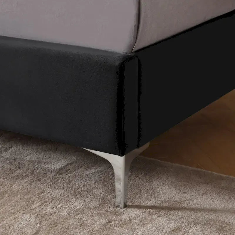 Morden Fort Queen Size Velvet Upholstered Platform Bed Frame with 6 inches Metal Legs
