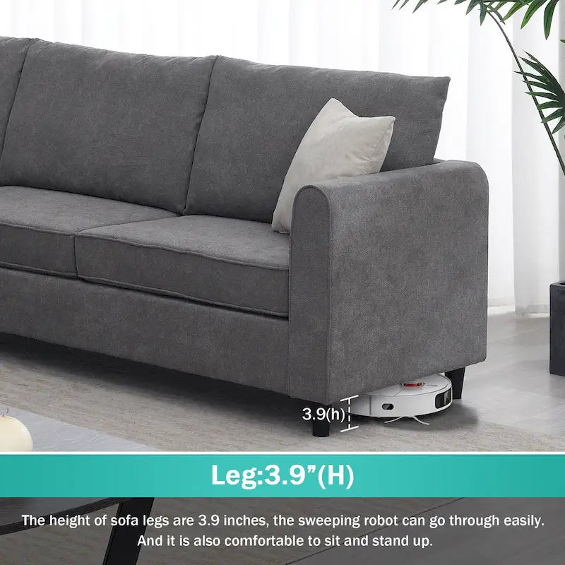 [VIDEO provided] [New] 91*91 Modern Upholstered Living Room Sectional Sofa, L Shape Furniture Couch with 3 Pillows