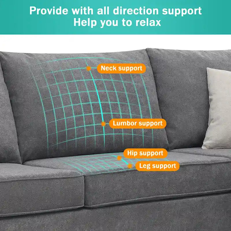 [VIDEO provided] [New] 91*91 Modern Upholstered Living Room Sectional Sofa, L Shape Furniture Couch with 3 Pillows