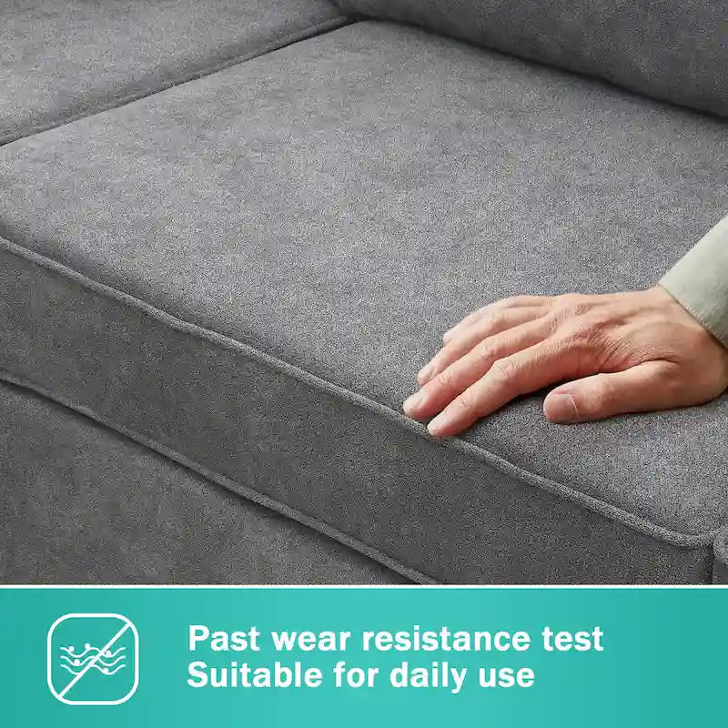 [VIDEO provided] [New] 91*91 Modern Upholstered Living Room Sectional Sofa, L Shape Furniture Couch with 3 Pillows