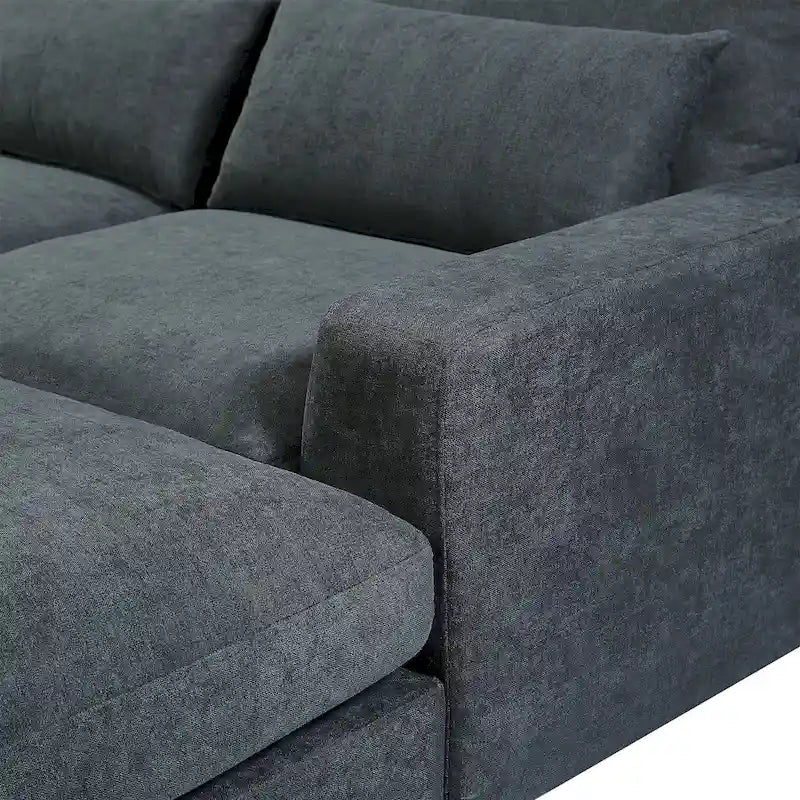 U_Style Modern Large L-Shape Feather Filled Sectional Sofa, Convertible Sofa Couch with Reversible Chaise for Living Room