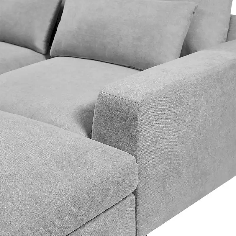 U_Style Modern Large L-Shape Feather Filled Sectional Sofa, Convertible Sofa Couch with Reversible Chaise for Living Room