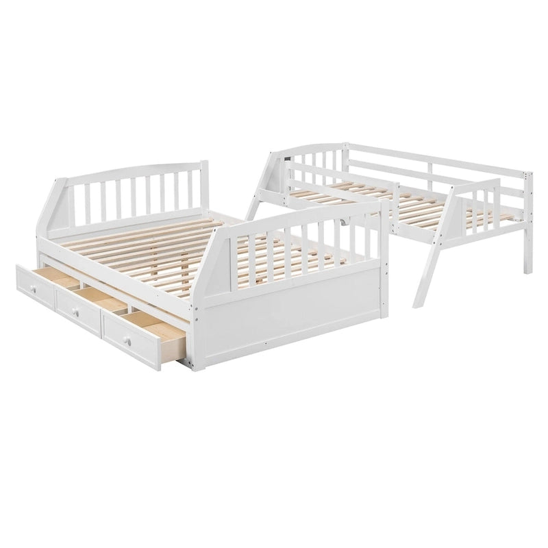 Twin-Over-Full Bunk Bed with Drawers_Ladder and Storage Staircase, Espresso