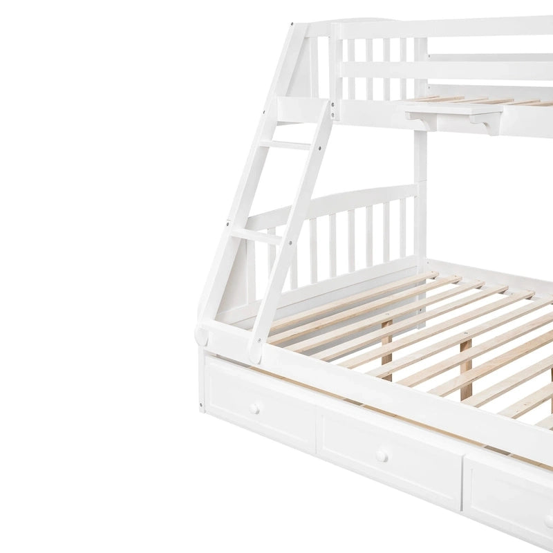 Twin-Over-Full Bunk Bed with Drawers_Ladder and Storage Staircase, Espresso