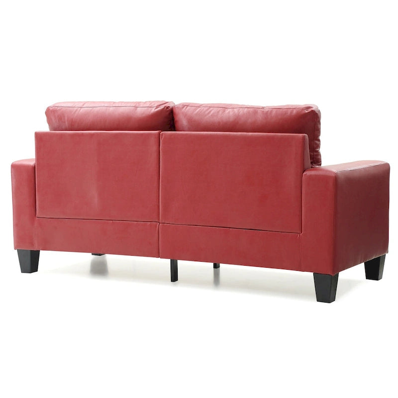 Newbury 71 in. W Flared Arm Faux Leather Straight Sofa - 32L x 71W x 36H