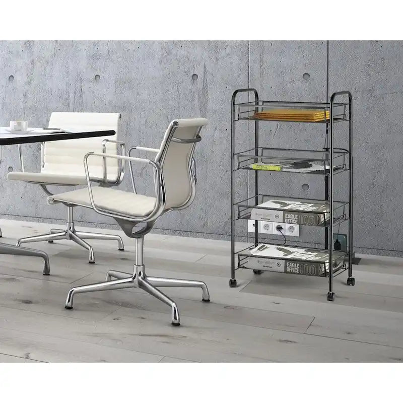 4 Tier Organizer Metal Rolling Storage Shelving Rack Kitchen Wire Shelf