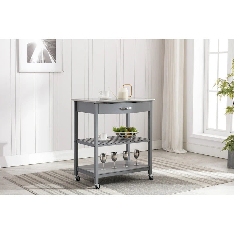 Holland Kitchen Cart With Stainless Steel Top