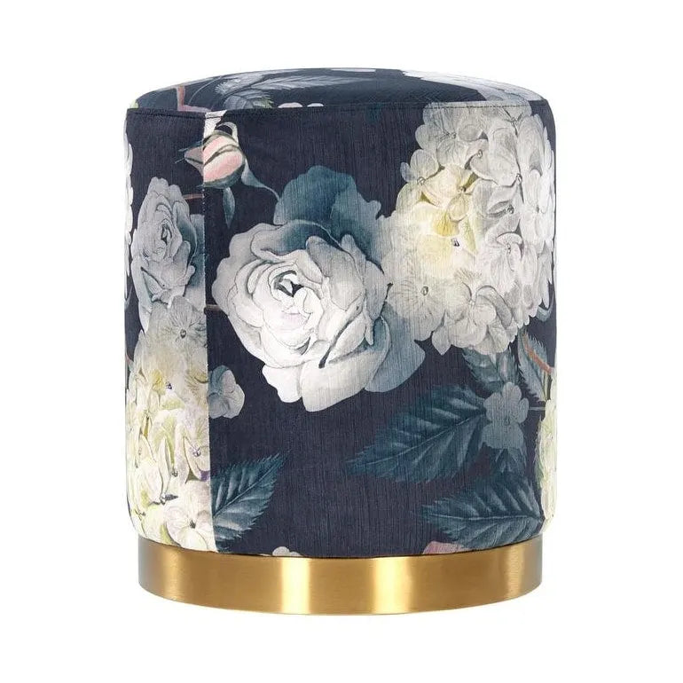 Opal Floral Velvet Ottoman