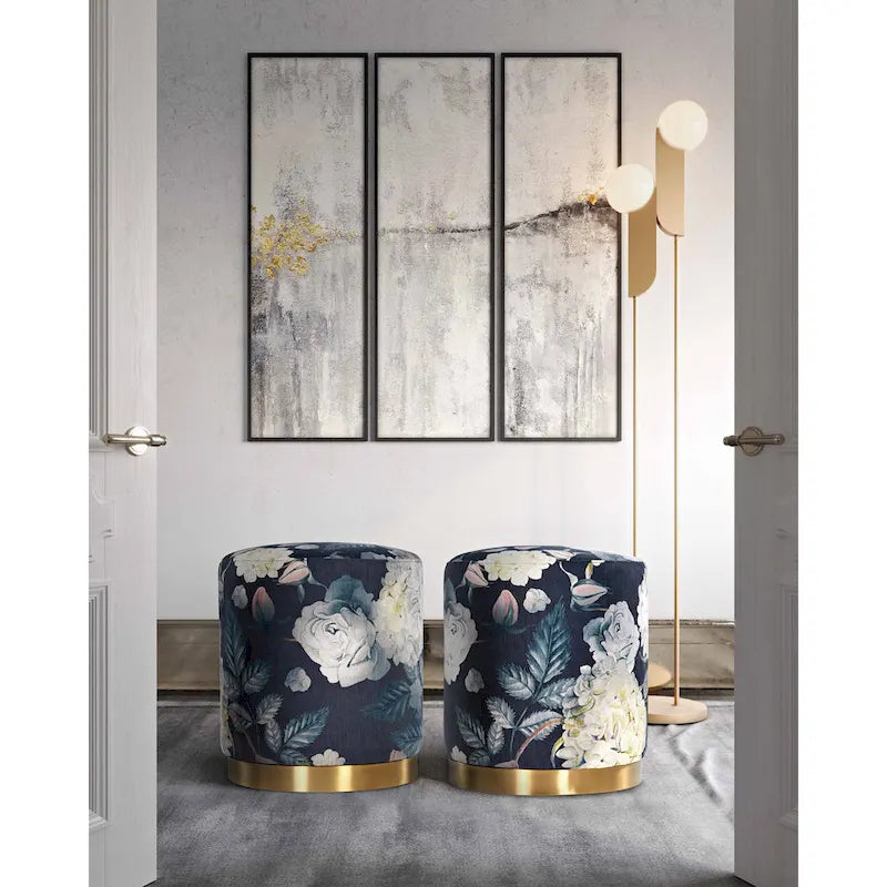 Opal Floral Velvet Ottoman