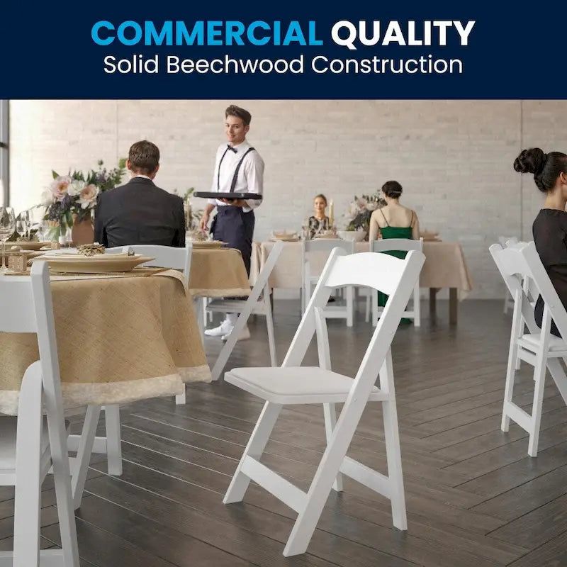 Wood Folding Chair with Vinyl Padded Seat (Set of 2)