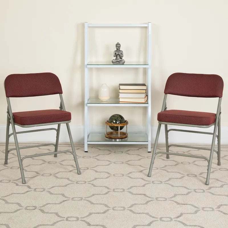 4 Pack Curved Triple Braced & Hinged Fabric Upholstered Metal Folding Chair