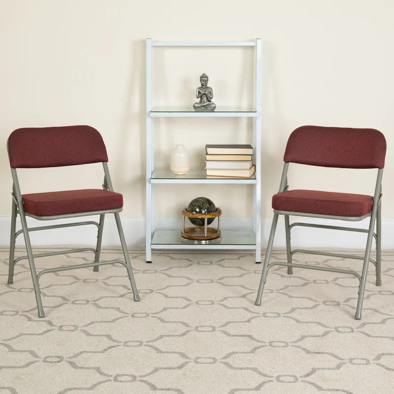 4 Pack Curved Triple Braced & Hinged Fabric Upholstered Metal Folding Chair