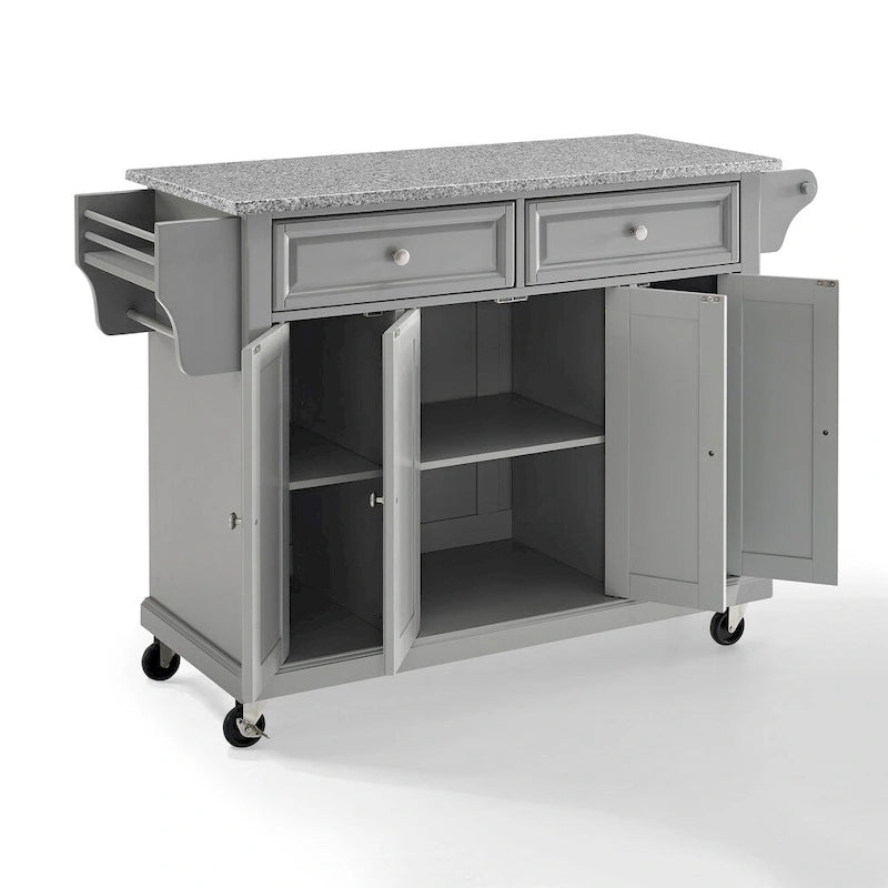 Crosley Solid Granite Top Kitchen Cart/Island In Vintage Grey - 51.5 W x 18 D x 34 H
