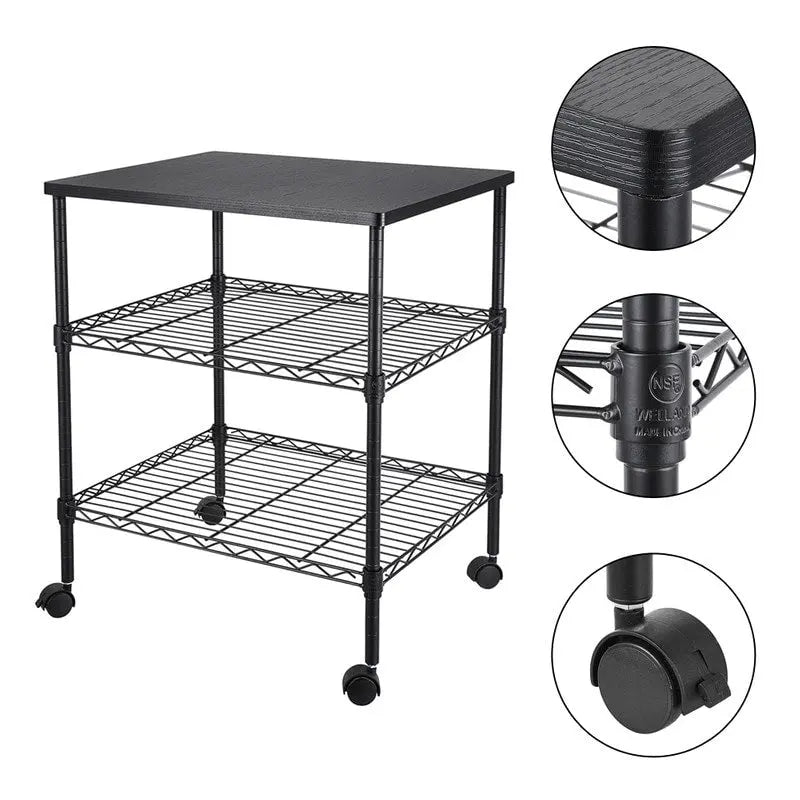 3 Tiers Rolling Storage Rack,Microwave Cart on Wheels