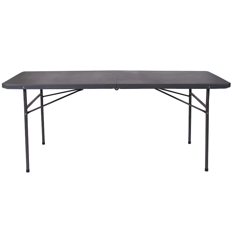 30W x 72L Bi-Fold Plastic Banquet and Event Folding Table with Carrying Handle - 72D x 30W x 29H