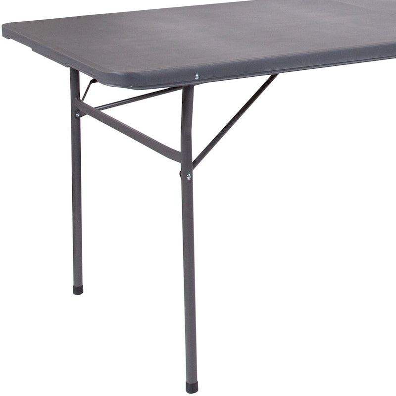 30W x 72L Bi-Fold Plastic Banquet and Event Folding Table with Carrying Handle - 72D x 30W x 29H