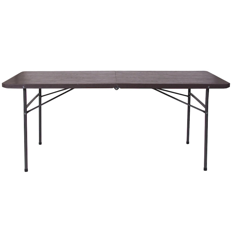 30W x 72L Bi-Fold Plastic Banquet and Event Folding Table with Carrying Handle - 72D x 30W x 29H