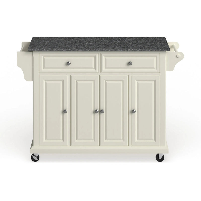 Crosley Full Size White Wood and Granite Top Kitchen Cart - 18d x 51.5w x 36h