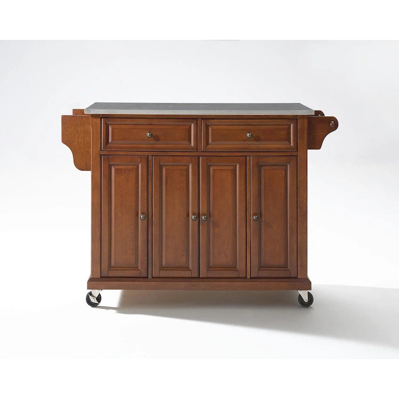 Crosley Stainless Steel Top Classic Cherry Finish Kitchen Cart/Island - 18d x 51.5w x 36h