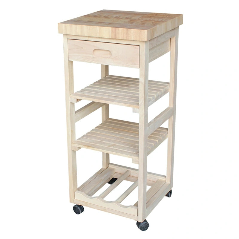 Porch & Den Estelle Unfinished Solid Parawood Kitchen Trolley