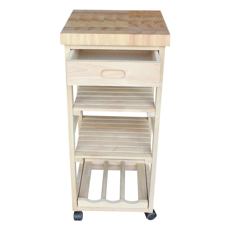 Porch & Den Estelle Unfinished Solid Parawood Kitchen Trolley
