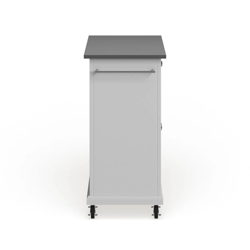 Crosley Compact White Wood Portable Kitchen Cart/ Island with Stainless Steel Top - 18d x 31w x 35.5h