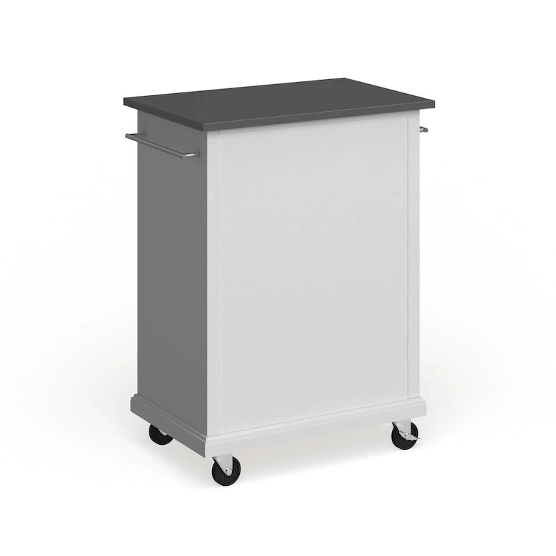 Crosley Compact White Wood Portable Kitchen Cart/ Island with Stainless Steel Top - 18d x 31w x 35.5h