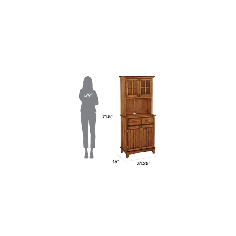 Homestyles Buffet of Buffets Cottage Oak Storage Hutch with Wood Top
