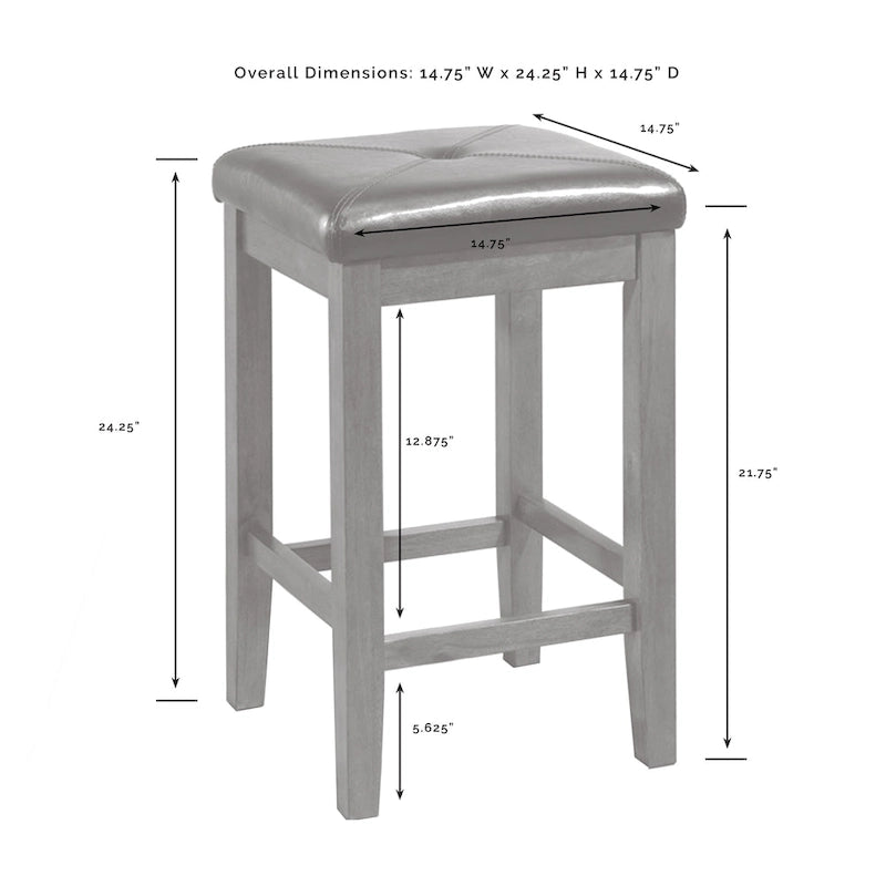 Crosley Bartlett Wood Top Kitchen Island W/Uph Square Stools - 50d x 42w x 36h