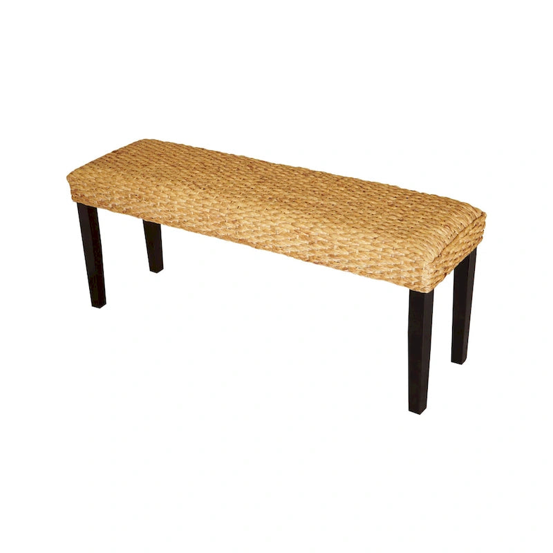 M4H Valencia Solid Wood Natural Water Hyacinth Indoor Bench